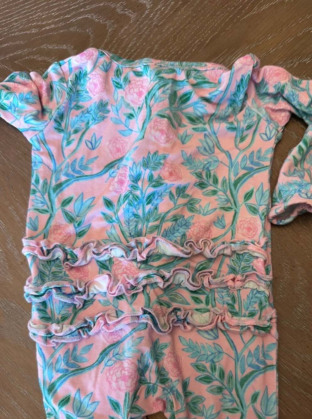 Bums & Roses Botanically Speaking Ruffle Convertible Footie Romper 0-3 Months - Picture 5 of 6